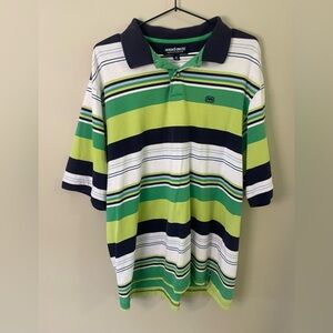 Ecko Unlimited Y2K Oversized Men's Polo with Green and Navy Stripes